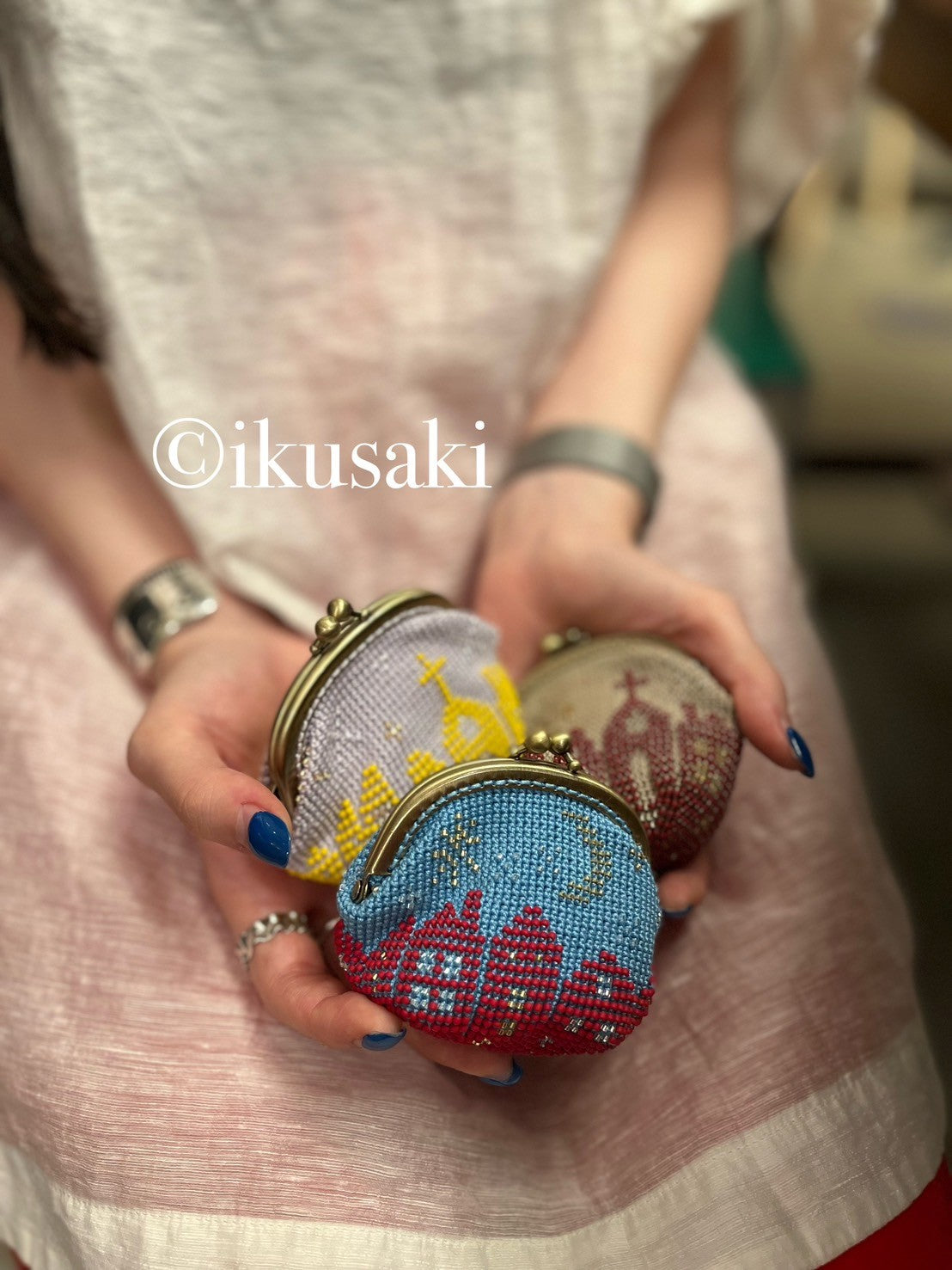 【手作りキット】ikusaki 日柳佐貴子・山本いく子 スクエアがま口 街並