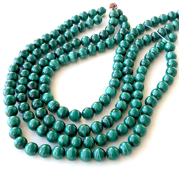 Malachite (round plain) Size: approx. 10mm Hole diameter: approx. 0.6-0.7mm