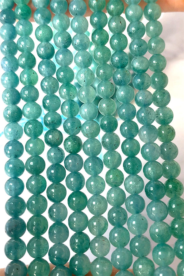 Aventurine ink quartz (round plain) Size: Approx. 6mm Hole diameter: Approx. 0.6-0.7mm