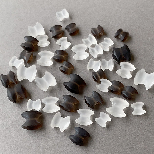 Smoky quartz crystal frosted (butterfly) S, M, L size hole diameter approx. 0.7mm 2 pieces