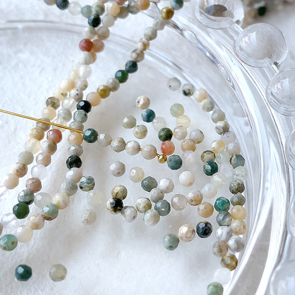Indian agate (round cut) Size: Approx. 2mm