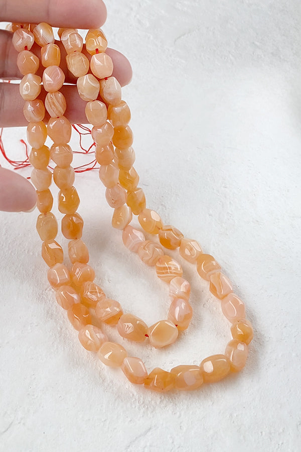 Botswana Agate (Tumble Cut) Orange Size approx. 9-10 x 8-9mm 5 pieces