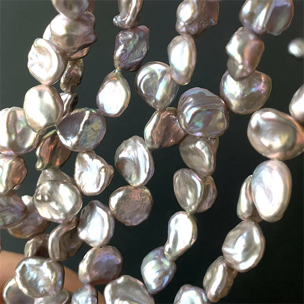 Freshwater pearl (chip, poppy, petal), gray, size: about 8-9 x 9-10mm, hole  diameter: about 0.4-0.5mm