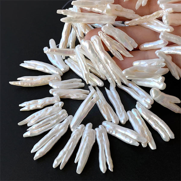 淡水パール (スティック ビワ 枝) 大きさ 約5~8×20~35mm 穴径 約0.4~0.5mm 5個