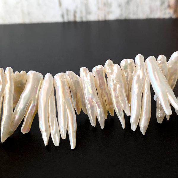 淡水パール (スティック ビワ 枝) 大きさ 約5~8×20~35mm 穴径 約0.4~0.5mm 5個