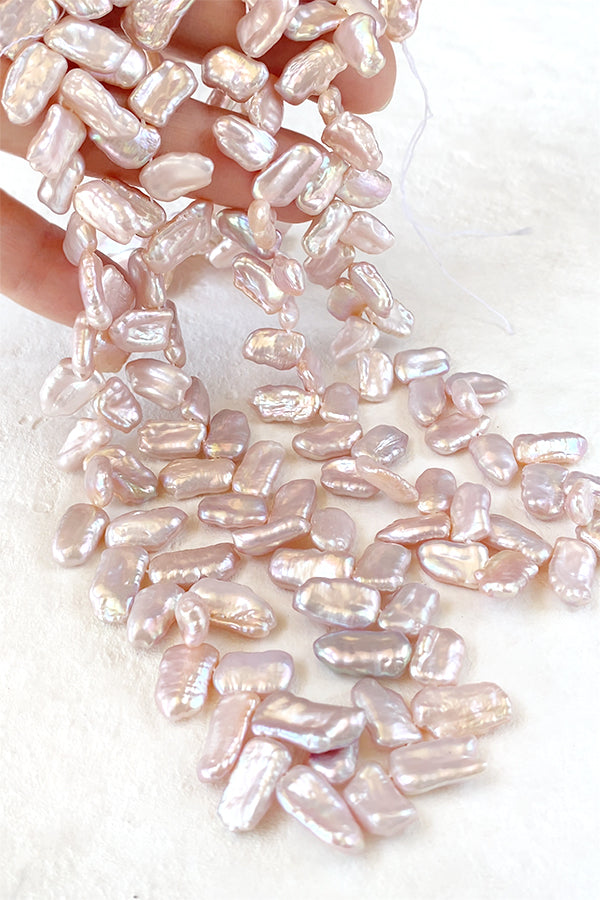 【淡水パール】 (ビワ びわ) ピンク 大きさ 約7~8×11~15mm 穴径 約0.4~0.5mm
