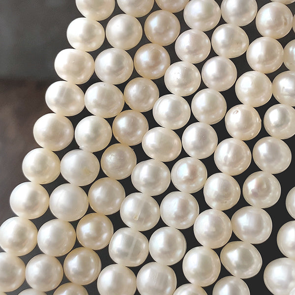 【淡水パール】 (ポテト) 大きさ 約7~7.5×7.5~8mm 穴径 約0.4~0.5mm