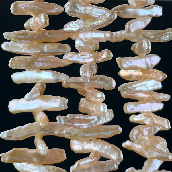 【淡水パール】(スティック ビワ 枝) 大きさ 約3.5~5×20~25mm カラー ナチュラルオレンジ