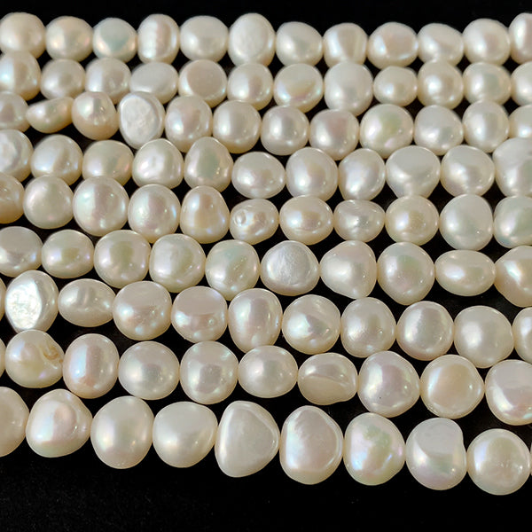 淡水パール (フラットポテト) 大きさ 約9.5~10×10~12mm 1連 約40cm 約40個