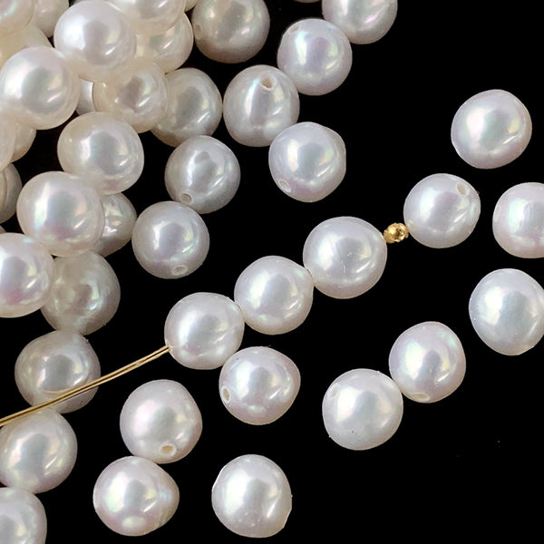 【淡水パール】 (ポテト) 大きさ 約4~5×4.5~5mm 穴径 約0.4~0.5mm