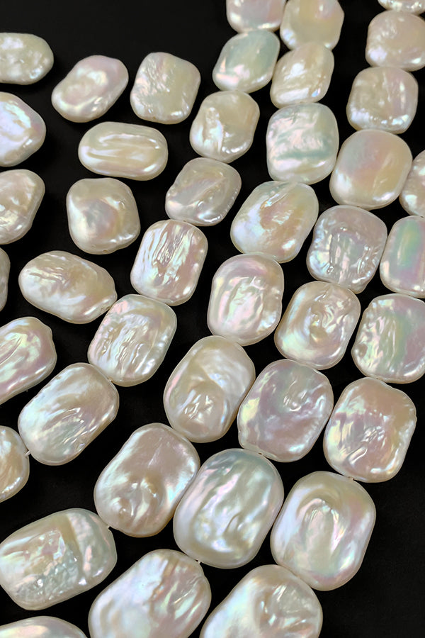 【淡水パール】 (フラットスクエア レクタングル) 大きさ 約19~20×14~15mm 穴径 約0.4~0.5mm