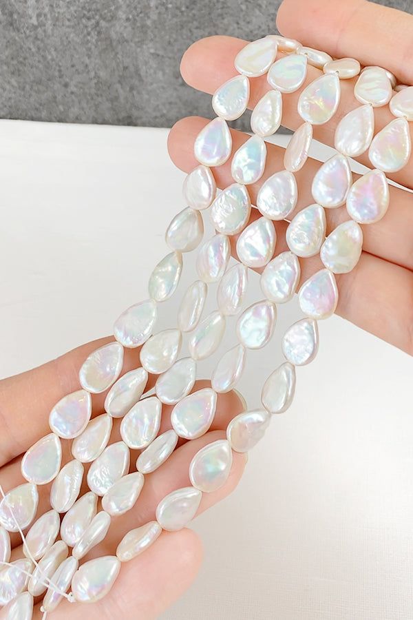 【淡水パール】 (フラットドロップ) 大きさ 約12.5~13×9~10mm 穴径 約0.5~0.6mm 10個