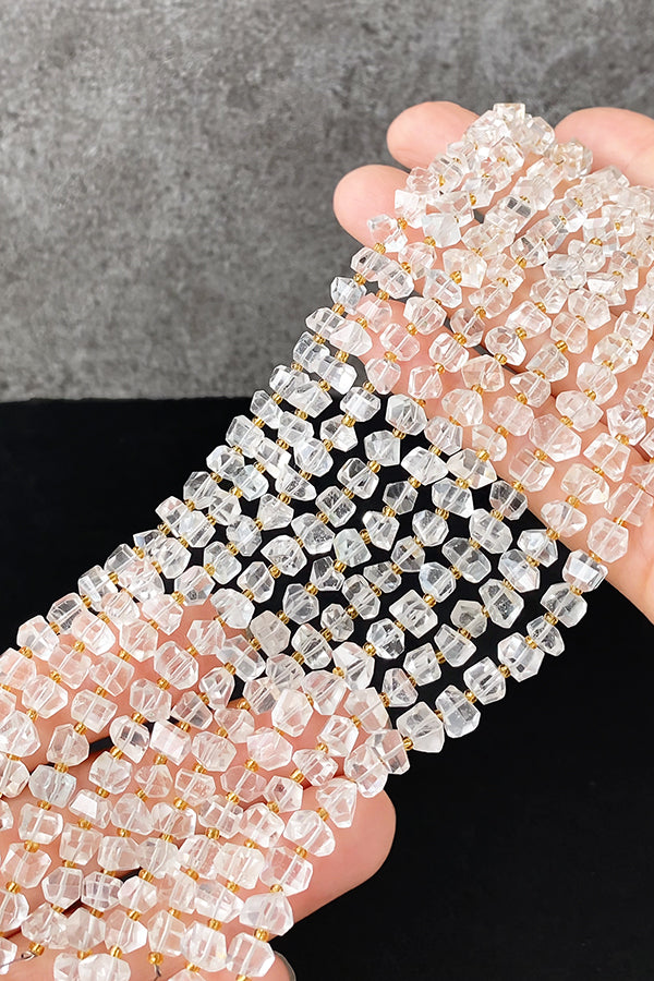 【天然石】 トパーズ ホワイト (ラフカット タンブルカット) 大きさ 約4~5×6~7mm 穴径 約0.4~0.5mm