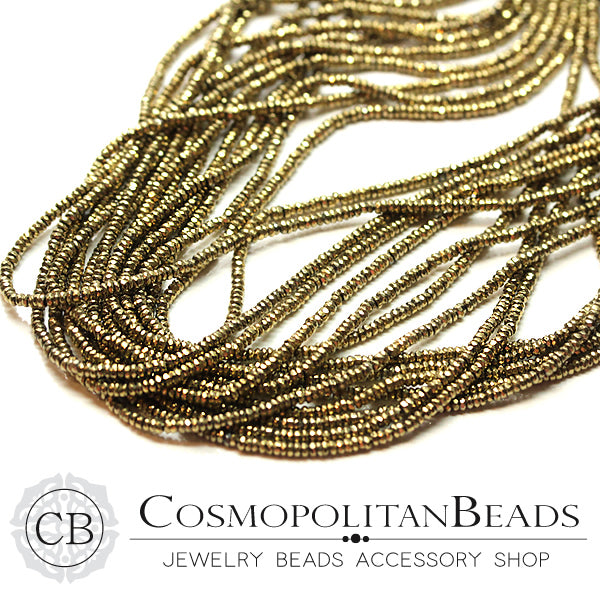 Hematite (button cut) Color Light gold Size Approx. 1 x 2mm Hole diameter Approx. 0.8mm Approx.