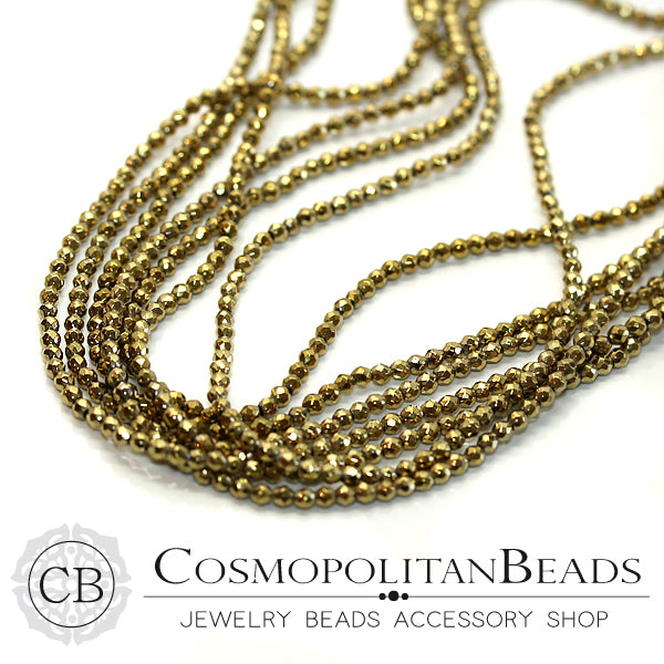 Hematite (round cut) Color Light gold Size Approx. 2 x 2.3 mm Hole diameter Approx. 0.6 mm Approx.