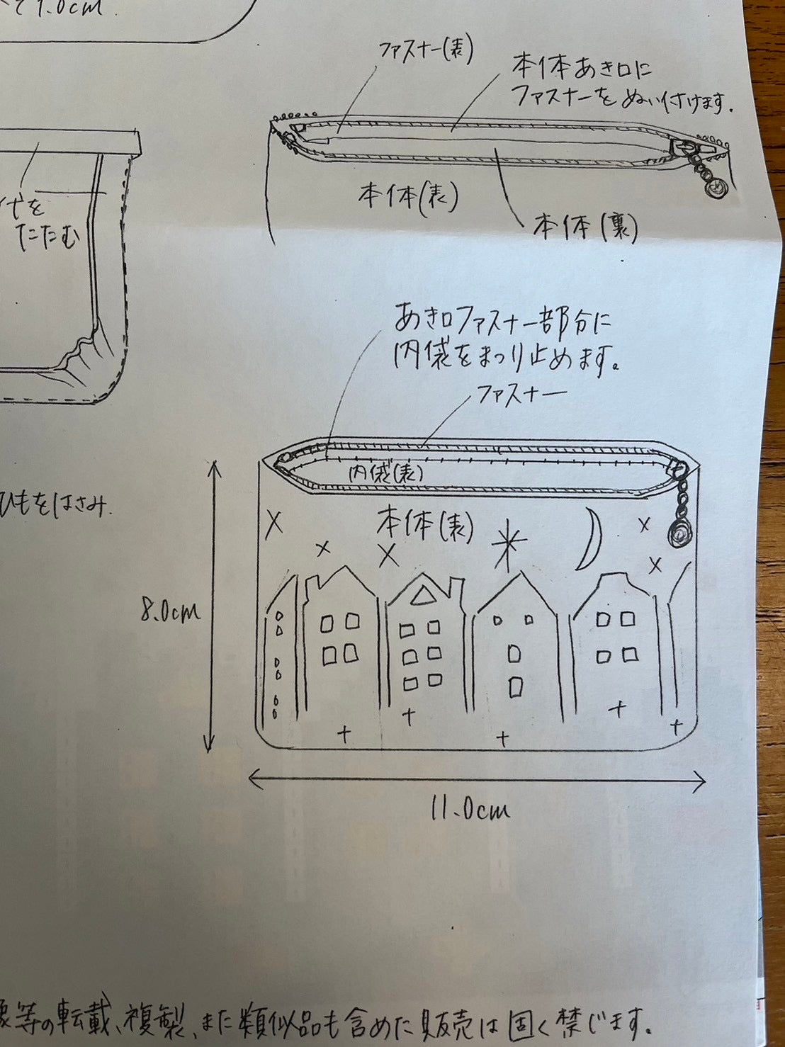 【手作りキット】ikusaki　日柳佐貴子・山本いく子　ファスナーポーチ　街並