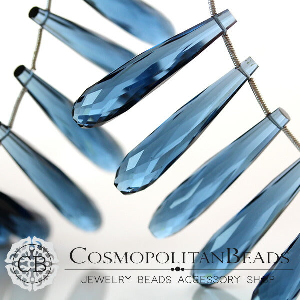 Synthetic stone Blue quartz (long drop cut) Size approx. 8 x 35mm Hole diameter approx. 0.4~0.5mm 1 piece 