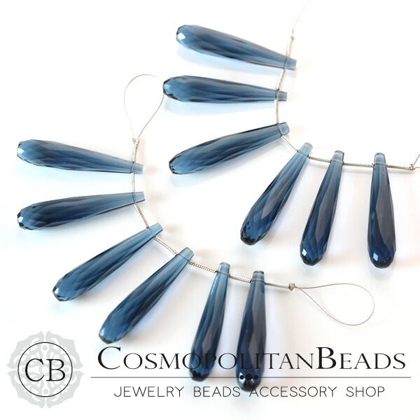 Synthetic stone Blue quartz (long drop cut) Size approx. 8 x 35mm Hole diameter approx. 0.4~0.5mm 1 piece 