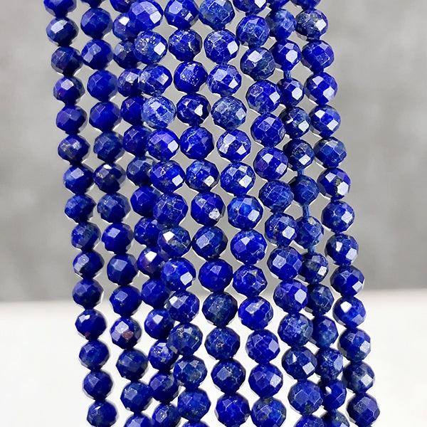 [Natural Stone] Lapis Lazuli (Button Cut) Size: Approx. 3mm Hole Diameter: Approx. 0.4-0.5mm