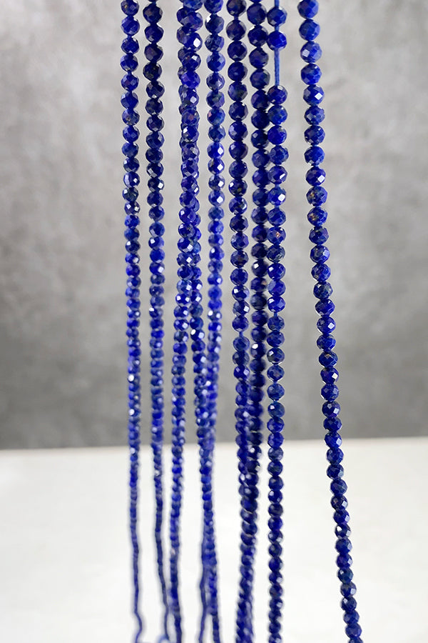 [Natural Stone] Lapis Lazuli (Button Cut) Size: Approx. 3mm Hole Diameter: Approx. 0.4-0.5mm