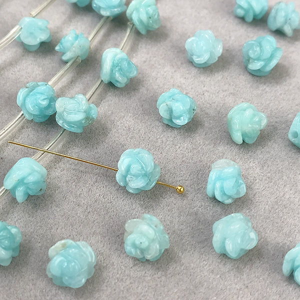 【天然石】 アマゾナイト （バラ　薔薇　ローズ） 大きさ　約6～7mm 穴径　約0.5～0.6mm
