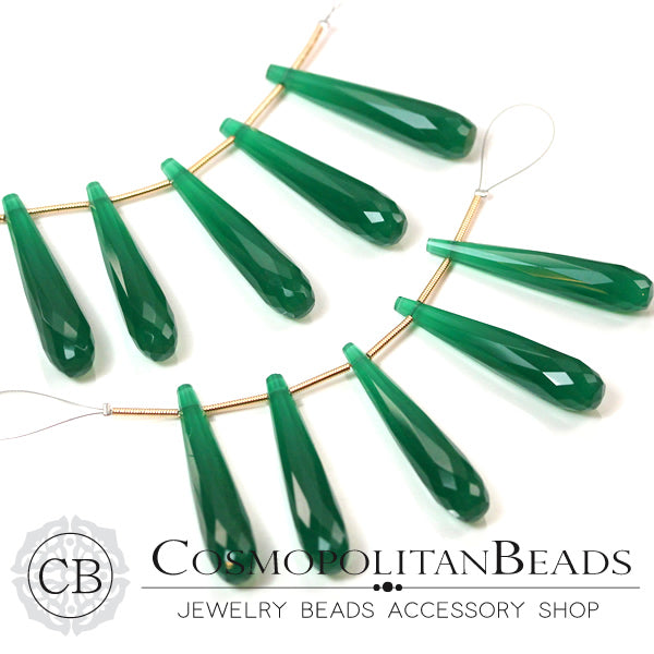 Synthetic Stone Green Quartz (Long Drop Cut) Size Approximately 7.5 x 35mm Hole Diameter Approximately 0.4~0.5mm 1 piece 