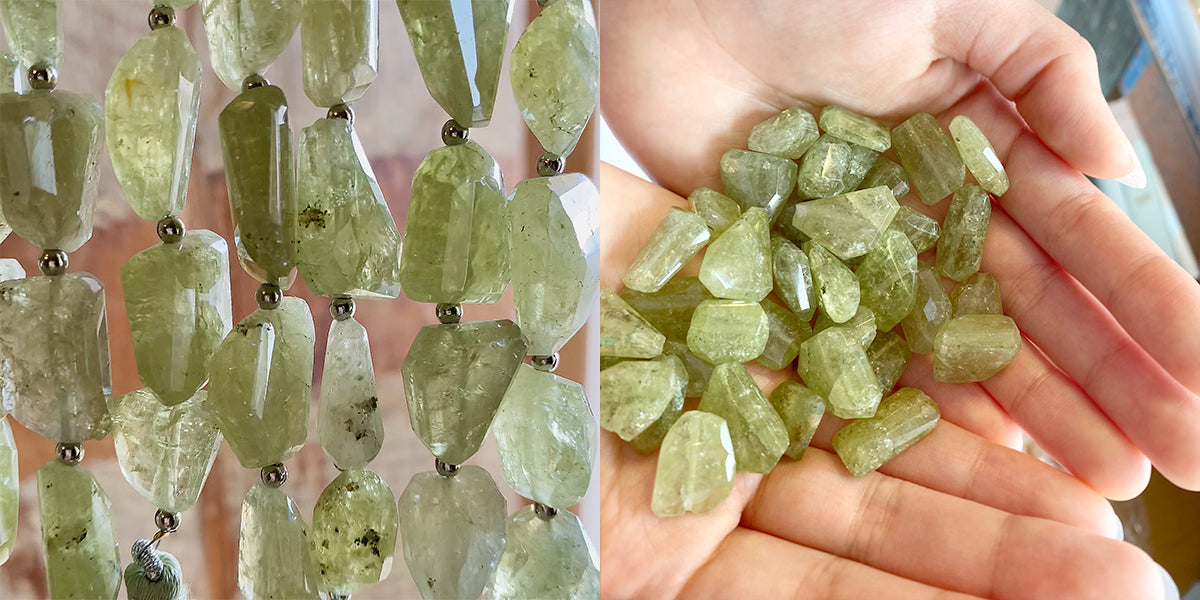 [Natural Stone] Grossular Garnet (Tumble Cut) Size approx. 9-16 x 15-20mm Hole diameter approx. 0.5-0.6mm 5 pieces