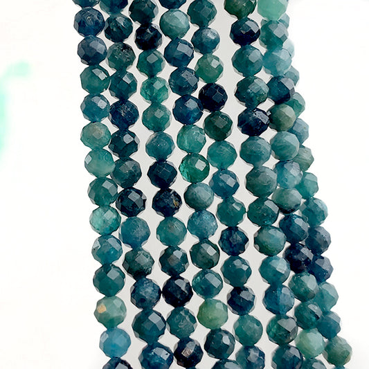 【天然石】 トルマリン （ラウンドカット） ブルー グリーン 大きさ　約4mm 穴径　約0.5～0.6mm