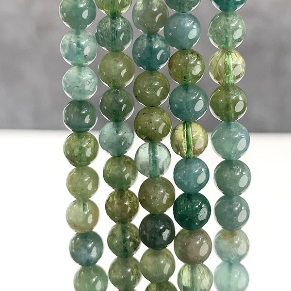 [Natural Stone] Green Blue Apatite (Round Plain) Size: Approx. 6mm Hole diameter: Approx. 0.7mm