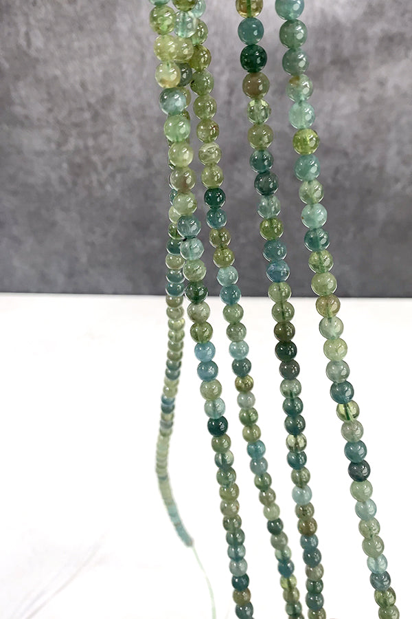 [Natural Stone] Green Blue Apatite (Round Plain) Size: Approx. 6mm Hole diameter: Approx. 0.7mm