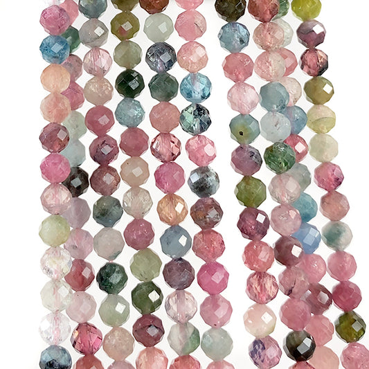 【天然石】 トルマリン （ラウンドカット） マルチカラー　ミックス 大きさ　約4～4.2mm 穴径　約0.5～0.6mm
