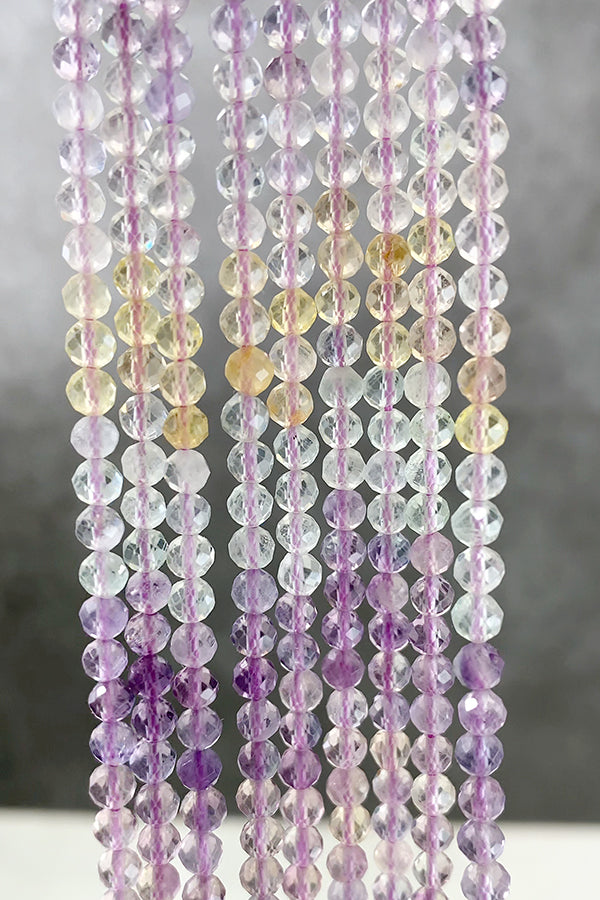 [Natural Stone] Fluorite Mix (Round Cut) Size: Approx. 4mm Hole diameter: Approx. 0.5-0.6mm