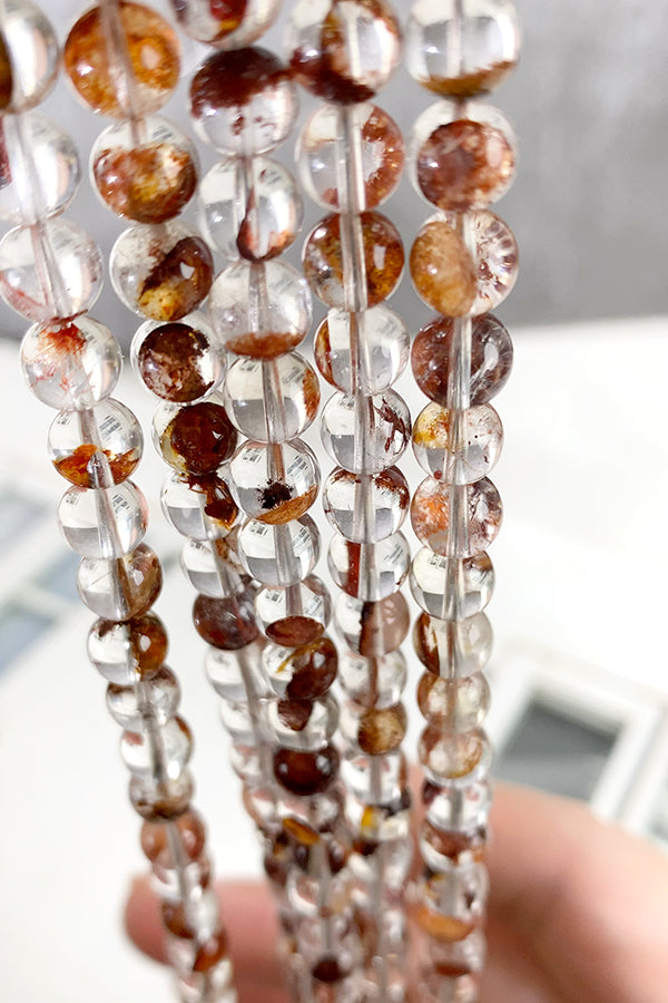 [Natural Stone] Fire Quartz (round plain bead) Size: approx. 7mm Hole diameter: approx. 0.7-0.8mm