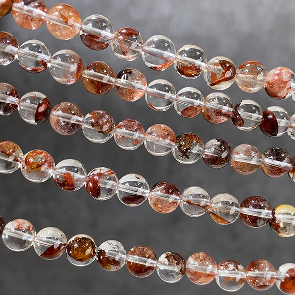 [Natural Stone] Fire Quartz (round plain bead) Size: approx. 7mm Hole diameter: approx. 0.7-0.8mm