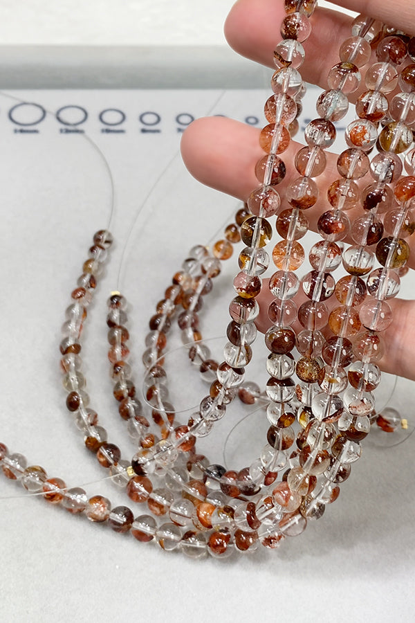 [Natural Stone] Fire Quartz (round plain bead) Size: approx. 7mm Hole diameter: approx. 0.7-0.8mm