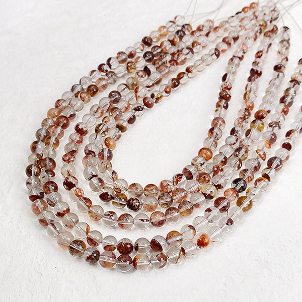 [Natural Stone] Fire Quartz (round plain bead) Size: approx. 7mm Hole diameter: approx. 0.7-0.8mm