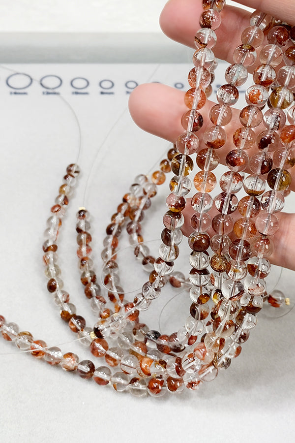[Natural Stone] Fire Quartz (round plain bead) Size: approx. 7mm Hole diameter: approx. 0.7-0.8mm