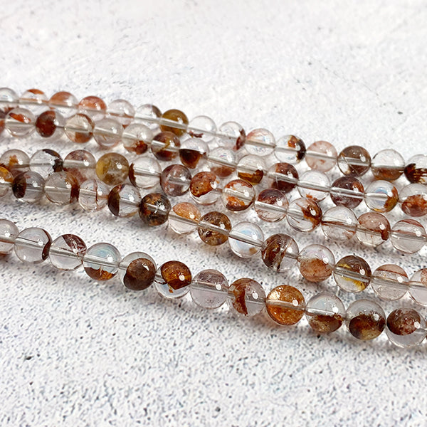 [Natural Stone] Fire Quartz (round plain bead) Size: approx. 7mm Hole diameter: approx. 0.7-0.8mm