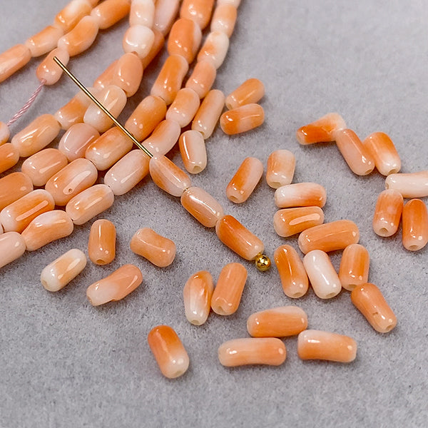 サンゴ （竹　ライス） ナチュラルピンク 大きさ　約4～6×2.5～3mm 穴径　約0.4～0.5mm