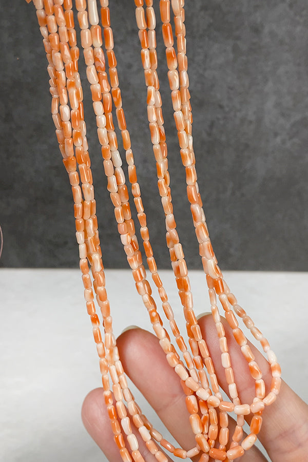 サンゴ （竹　ライス） ナチュラルピンク 大きさ　約4～6×2.5～3mm 穴径　約0.4～0.5mm