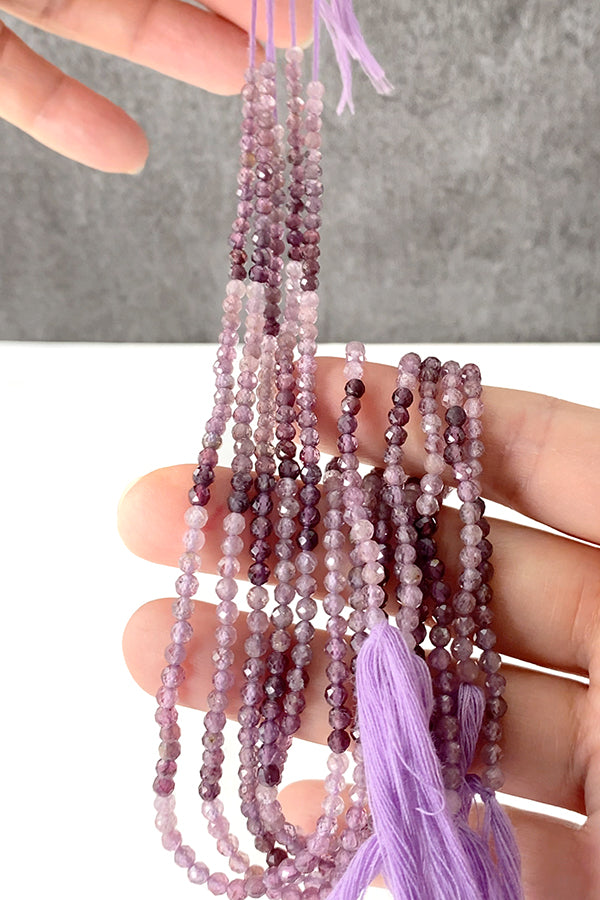 [Natural Stone] Spinel (Round Cut) Purple Size: approx. 3.2-3.2 x 3.4-3.5mm Hole diameter: approx. 0.4-0.5mm