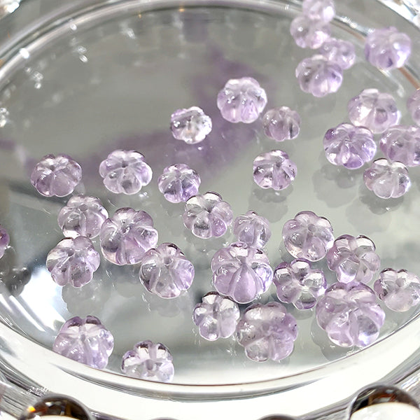 【Natural Stone】 Amethyst, Pink Amethyst (Button, Flower, Pumpkin) Size: Approx. 6-7.5 x 3.5-5mm Hole diameter: Approx. 0.4mm
