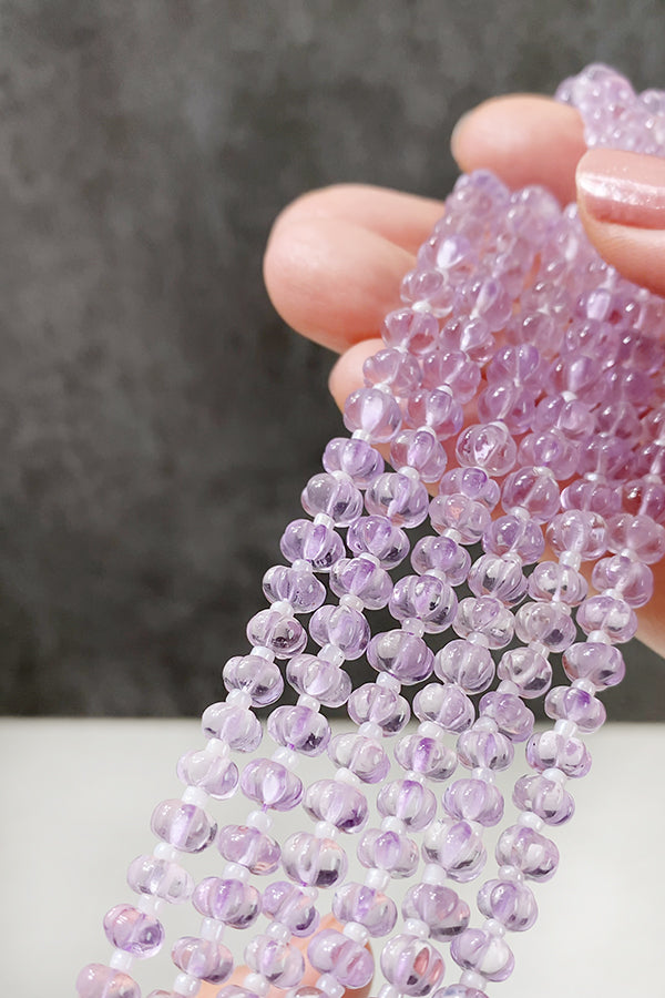 【Natural Stone】 Amethyst, Pink Amethyst (Button, Flower, Pumpkin) Size: Approx. 6-7.5 x 3.5-5mm Hole diameter: Approx. 0.4mm