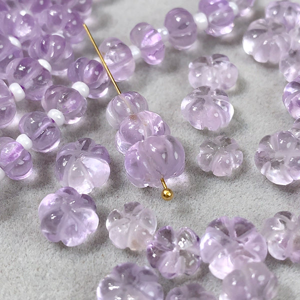 【Natural Stone】 Amethyst, Pink Amethyst (Button, Flower, Pumpkin) Size: Approx. 6-7.5 x 3.5-5mm Hole diameter: Approx. 0.4mm