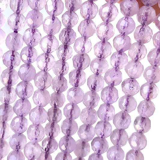 Lavender amethyst (round cut) Size: approx. 4mm Hole diameter: approx. 0.4-0.5mm 