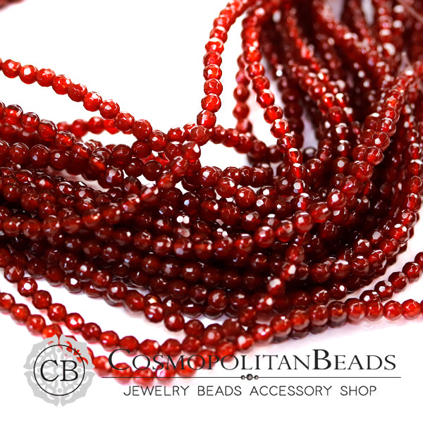 [Natural Stone] Red Agate (Round Cut) Size: Approx. 4.2 x 4mm, Hole Diameter: Approx. 0.5-0.6mm, 93 pieces, Approx. 39cm