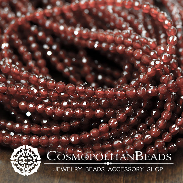[Natural Stone] Red Agate (Round Cut) Size: Approx. 4.2 x 4mm, Hole Diameter: Approx. 0.5-0.6mm, 93 pieces, Approx. 39cm