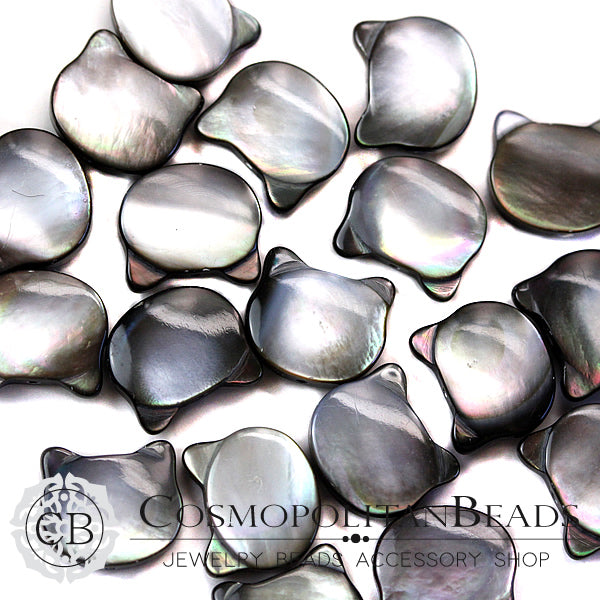 [Shell] Black Shell (Cat) Size: Approx. 8.5 x 9.5 mm, Hole Diameter: 0.6 mm