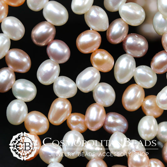 Freshwater pearl (Rice bud) White/Orange/Pink Size: Approx. 6-6.5 x 5mm Hole diameter: Approx. 0.4-0.5mm 