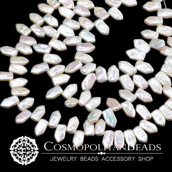 Freshwater pearl (pentagon sword shape) size about 8-9×14-15mm hole diameter about 0.5mm 